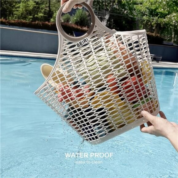 2 Pack Retro Jelly Tote Bags for Beach Pool Picnic Grocery Laundry Storage - Picture 3 of 8